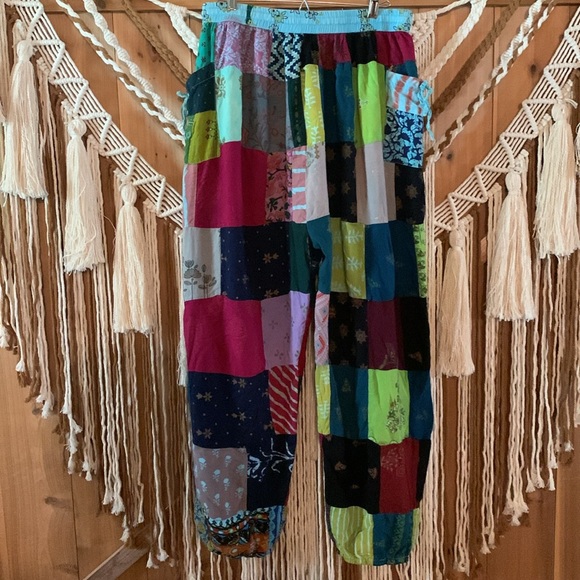 Paths Of The Spirit Bohemian Gypsy Patchwork Parachute Pants Size L/XL - Picture 7 of 14
